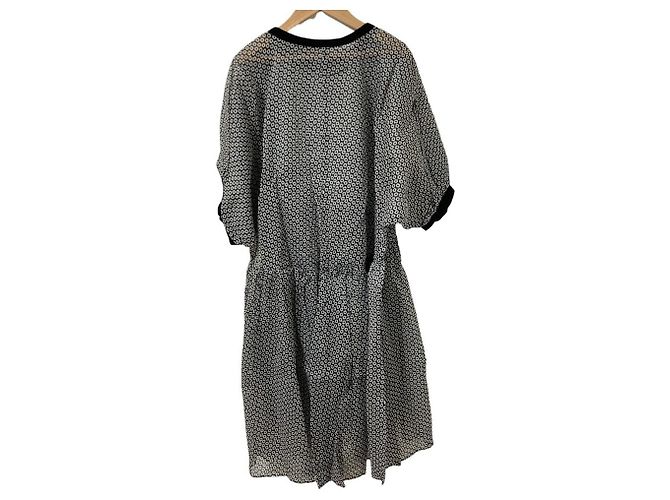 Autre Marque MARMARI gerafftes Kleid mit Unterrock Schwarz Weiß - Ansicht 2
