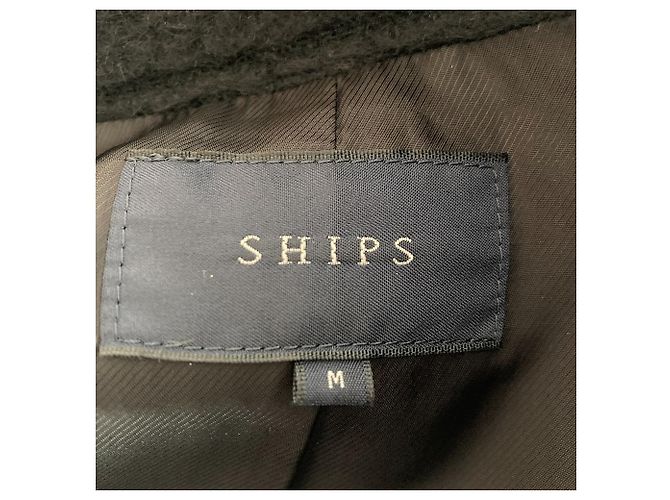 Autre Marque Cappotto senza colletto SHIPS in misto lana e angora Nero - vista 5