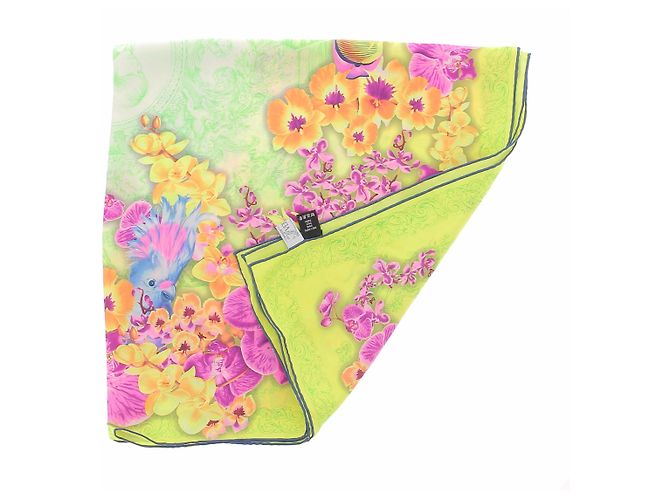 Lenço Versace de seda rosa e verde 90 cm - vista 4