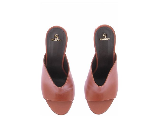 Autre Marque Mules MAISON SKORPIOS de cuero camel Camello - vista 4