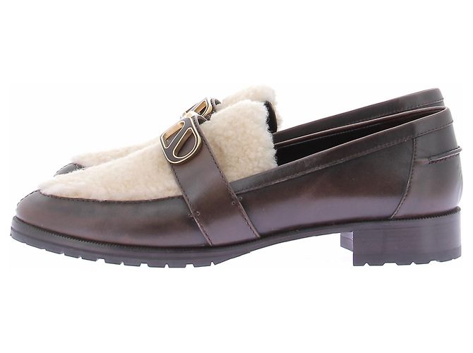 Autre Marque Mocassins shearling et cuir verni Brown - view 2
