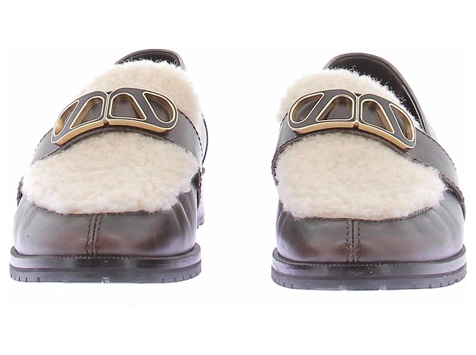 Autre Marque Mocassins shearling et cuir verni Brown - view 3