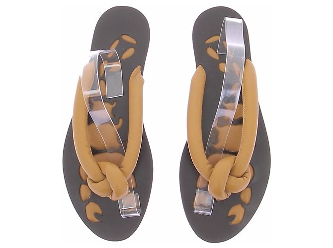 Autre Marque MAISON SKORPIOS Flip-Flops Leder Camel Kamel - Ansicht 4