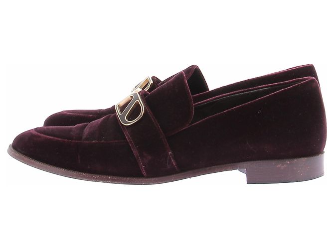 Autre Marque Mocassins em veludo ameixa Bordeaux - vista 2