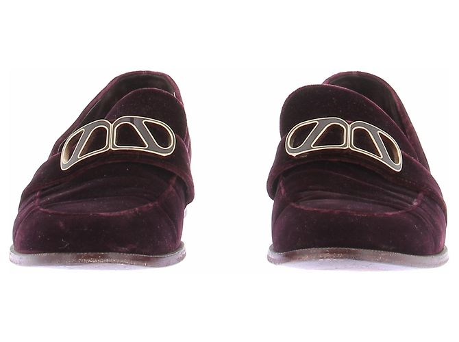 Autre Marque Mocassins em veludo ameixa Bordeaux - vista 3