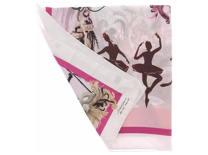 Dolce & Gabbana Rosafarbener Schal mit Ballerinas-Muster Pink - Ansicht 3