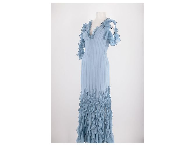 Abito lungo blu in viscosa Alexander Mcqueen - vista 5
