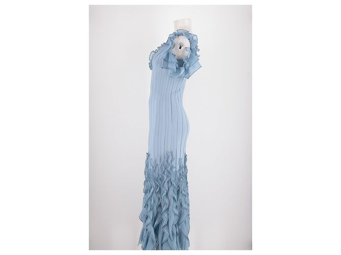 Abito lungo blu in viscosa Alexander Mcqueen - vista 6