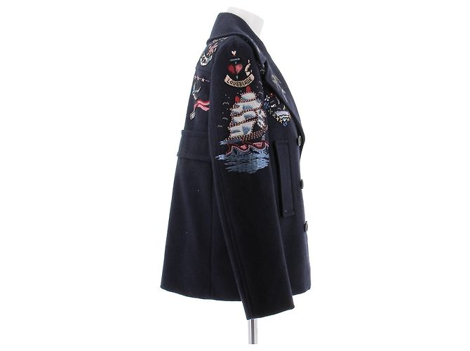 Valentino Garavani Marineblauer bestickter Mantel - Ansicht 3