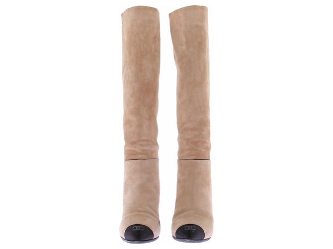 Chanel Bottes hautes en daim camel - view 3
