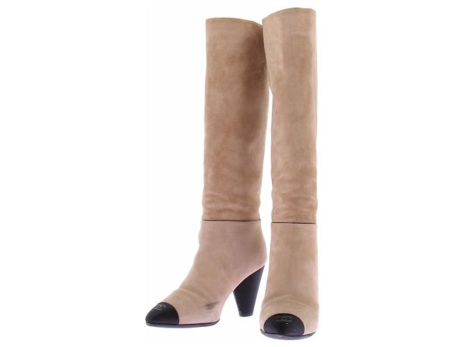 Chanel Bottes hautes en daim camel - view 4