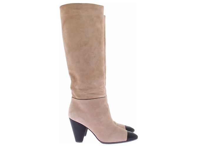 Chanel Bottes hautes en daim camel - view 6