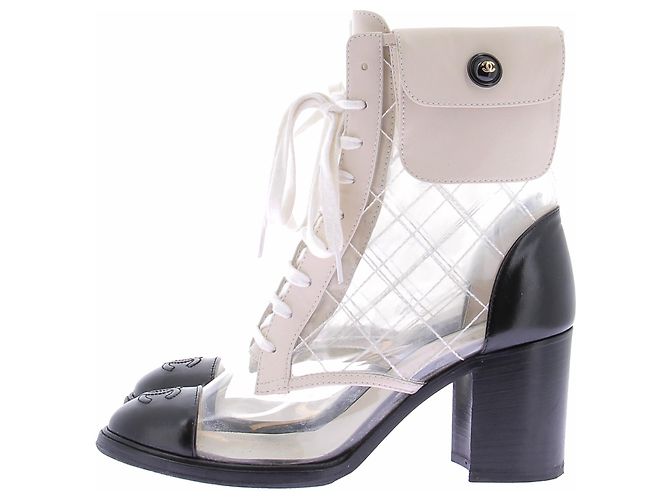 Chanel Stiefel aus PVC und Leder Schwarz - Ansicht 2