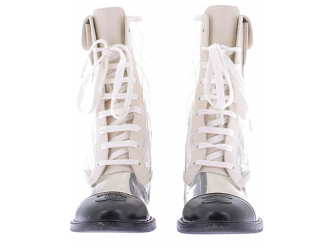 Chanel Stiefel aus PVC und Leder Schwarz - Ansicht 3