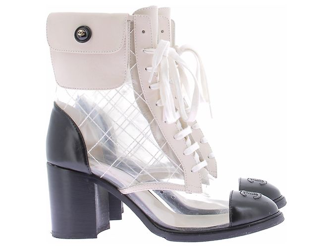 Chanel Stiefel aus PVC und Leder Schwarz - Ansicht 6