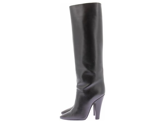 Autre Marque Botas altas em couro preto - vista 2