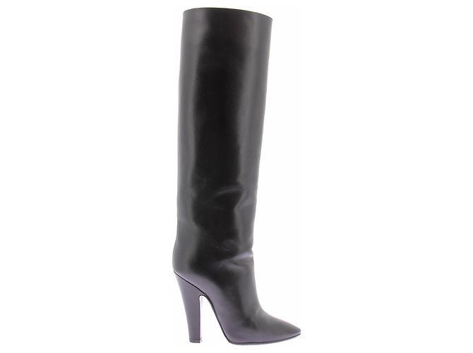 Autre Marque Botas altas em couro preto - vista 5