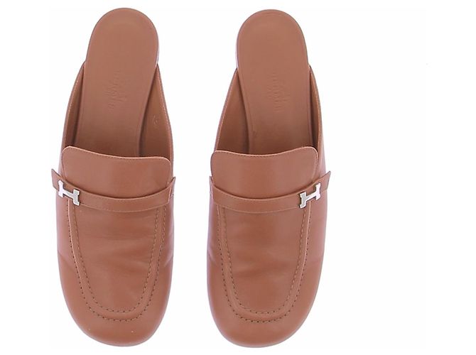 Hermès Mules Lena en cuir camel - view 7