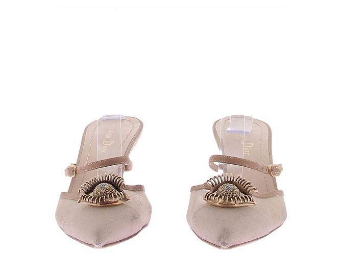 Christian Dior Sandali beige con gioielli dorati - vista 3