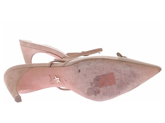 Christian Dior Sandali beige con gioielli dorati - vista 5