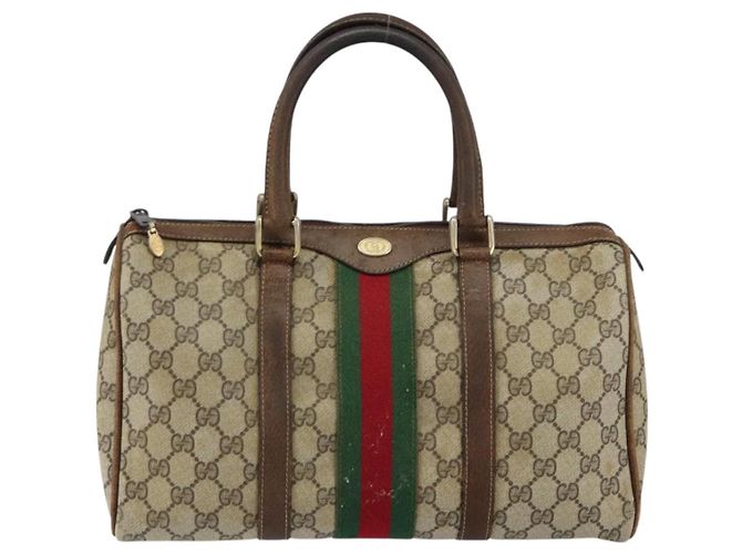 GUCCI GG Supreme Web Sherry Line Bag PVC Beige Gold 012 3842 58 - vista 2