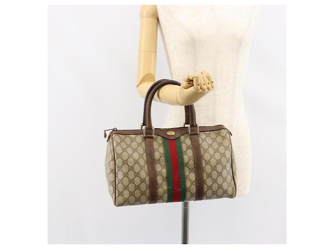 GUCCI GG Supreme Web Sherry Line Bag PVC Beige Gold 012 3842 58 - vista 23