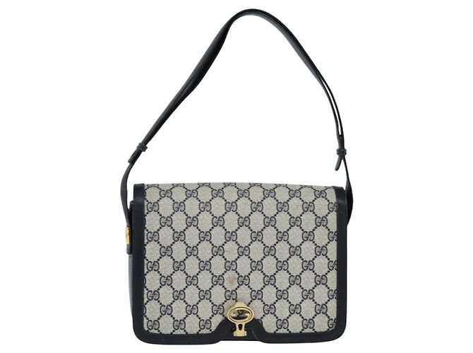 GUCCI GG Supreme Shoulder Bag PVC Navy Gold - vista 13