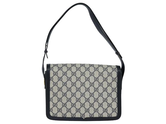 GUCCI GG Supreme Shoulder Bag PVC Navy Gold - vista 2