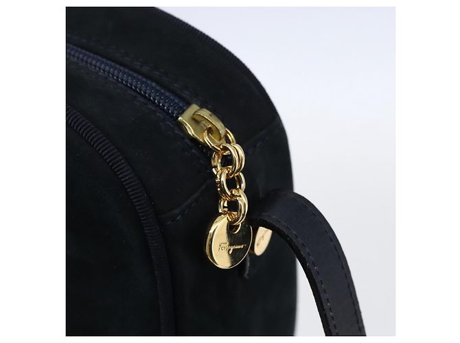 Salvatore Ferragamo Vala Shoulder Bag Leather Navy Gold - vista 10