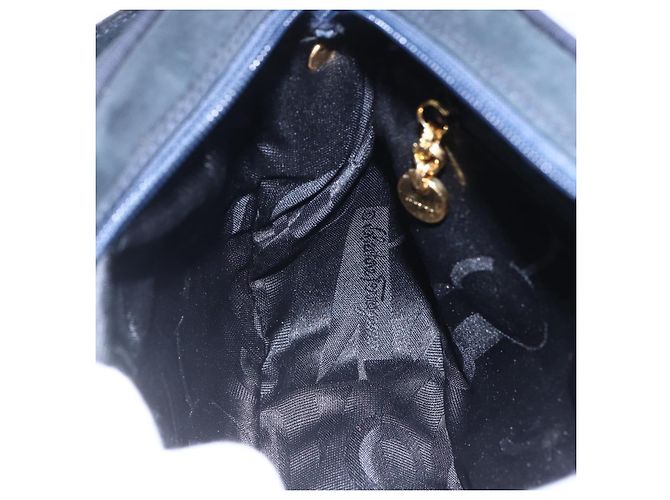 Salvatore Ferragamo Vala Shoulder Bag Leather Navy Gold - vista 19