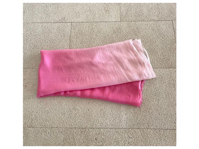 inconnue Pink Gradient Silk Voile Stole - view 2