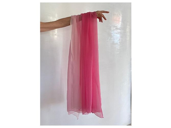 inconnue Pink Gradient Silk Voile Stole - view 3