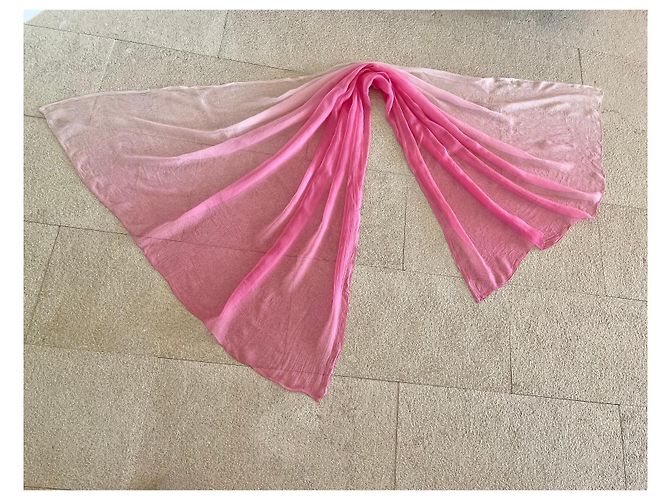 inconnue Pink Gradient Silk Voile Stole - view 4