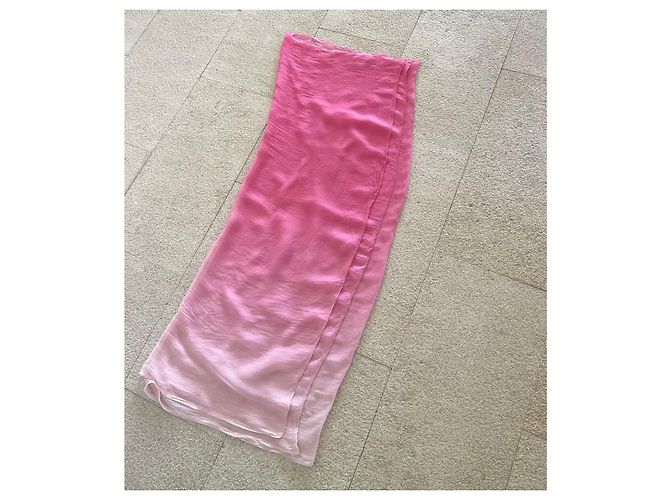 inconnue Pink Gradient Silk Voile Stole - view 6
