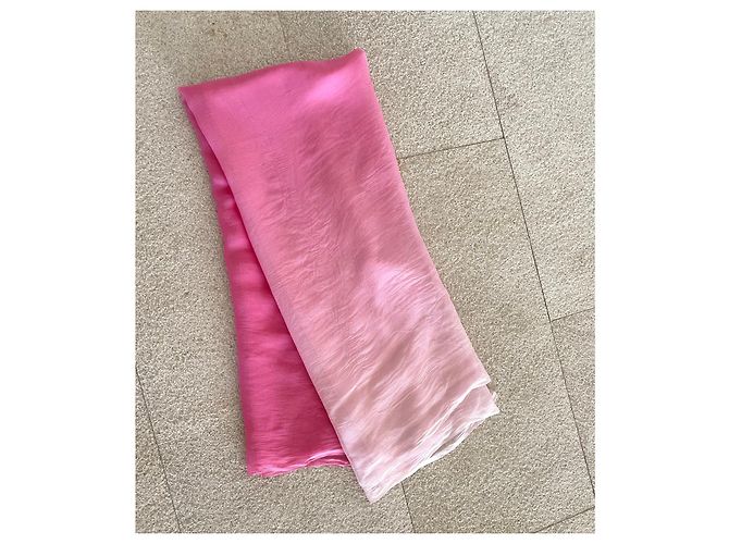 inconnue Pink Gradient Silk Voile Stole - view 8