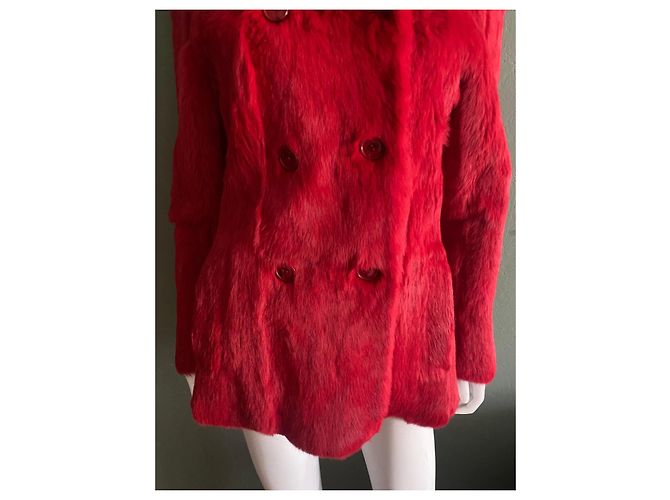 Cacharel red fur coat - view 2