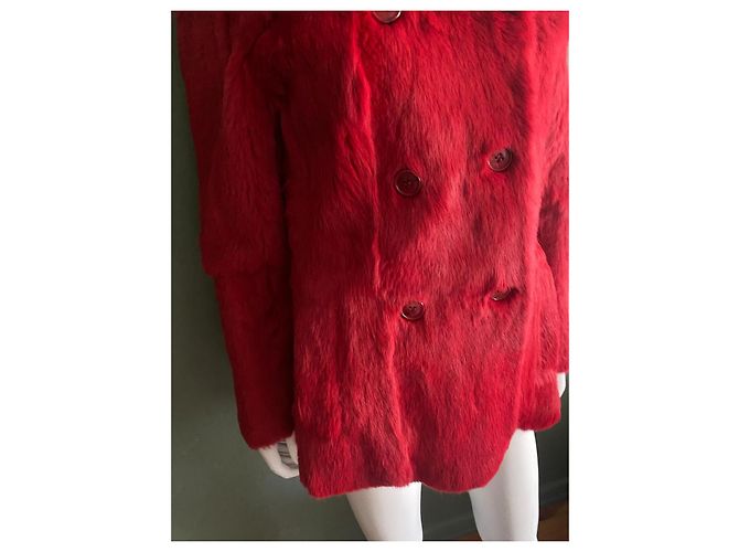 Cacharel red fur coat - view 3