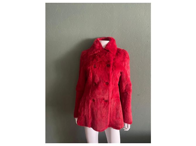 Cacharel red fur coat - view 5