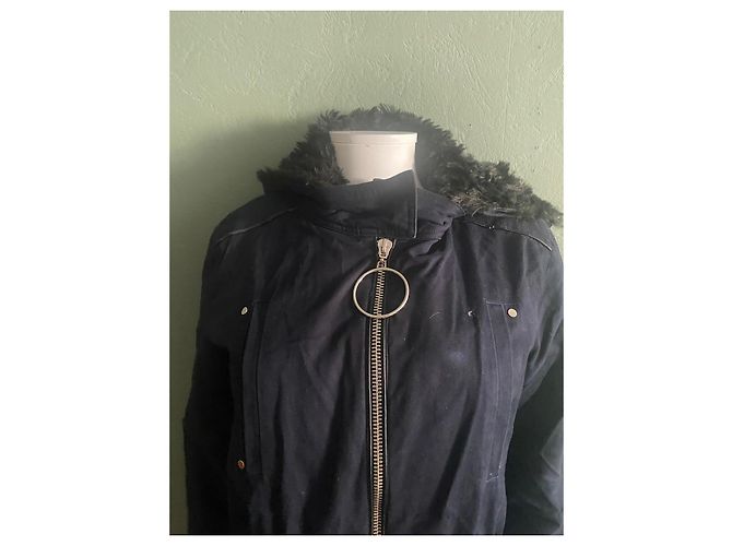 Claudie Pierlot Parka marina con forro de piel sintética Azul oscuro - vista 4