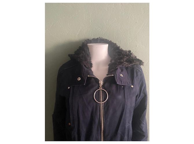 Claudie Pierlot Parka marina con forro de piel sintética Azul oscuro - vista 5