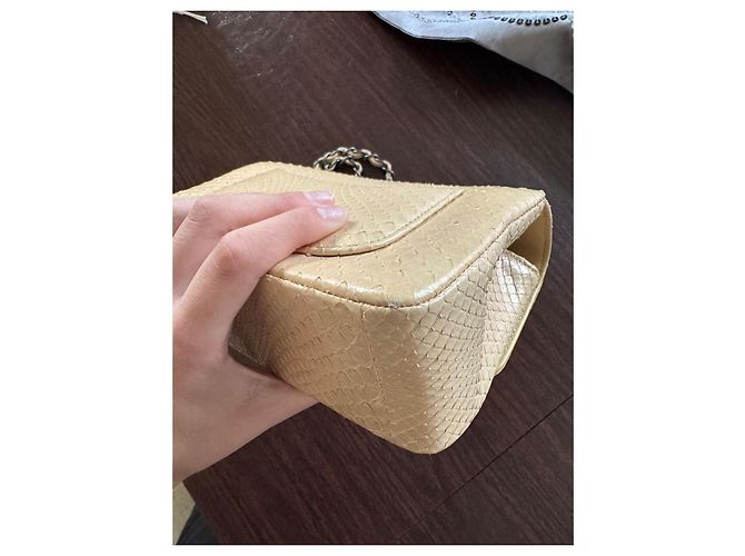 Chanel Classic Flap Bag aus Python Beige - Ansicht 10