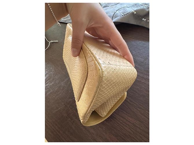 Chanel Classic Flap Bag aus Python Beige - Ansicht 11