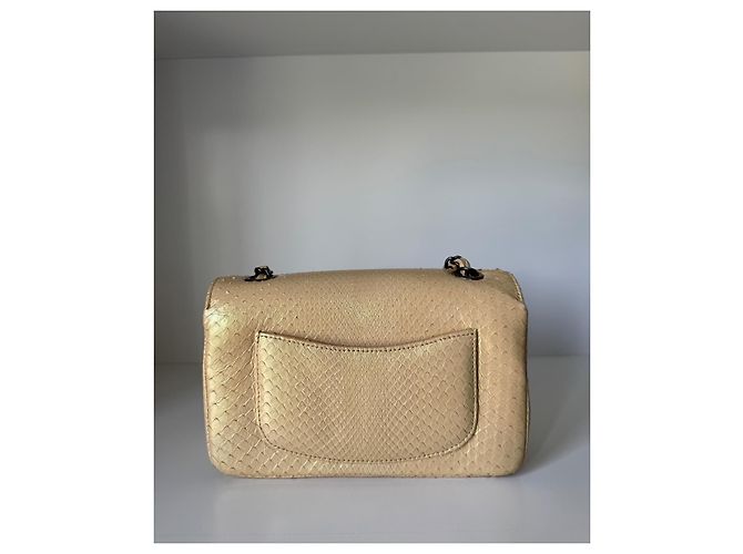 Chanel Classic Flap Bag aus Python Beige - Ansicht 3