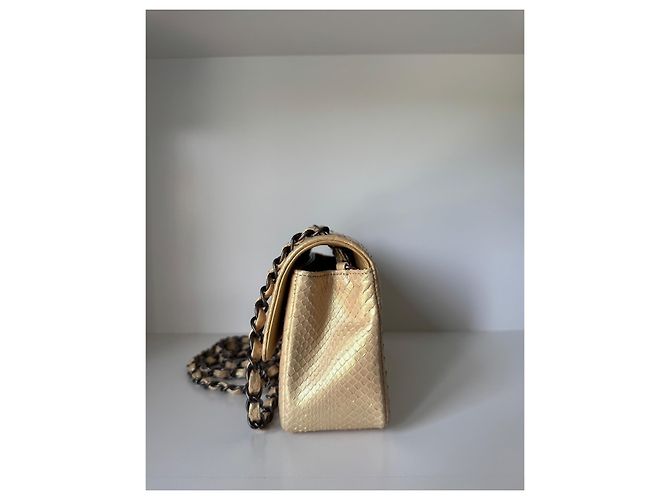 Chanel Classic Flap Bag aus Python Beige - Ansicht 4