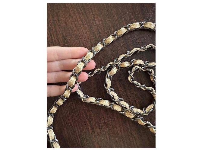 Chanel Classic Flap Bag aus Python Beige - Ansicht 7