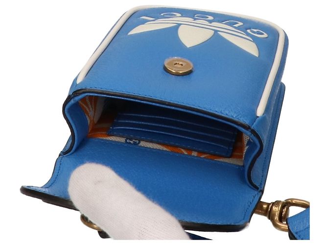 Borsa a tracolla mini GUCCI x adidas Trefoil Bianco Blu - vista 6