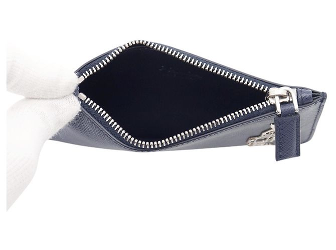 Portamonete Prada Navy Saffiano Blu navy - vista 4