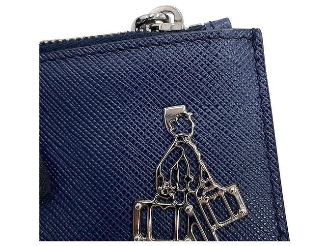 Portamonete Prada Navy Saffiano Blu navy - vista 6