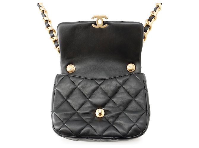 Bolso de hombro Chanel Mini Matelassé de piel de cordero Negro - vista 5