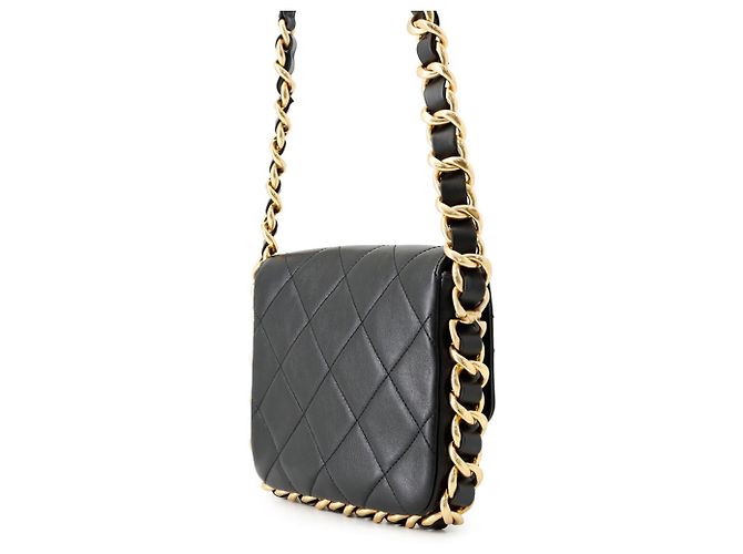 Borsa a tracolla Chanel Matelassé Small in pelle d'agnello nera Nero - vista 2